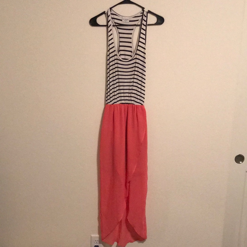 PACSUN Striped / Coral High-Low Summer Dress